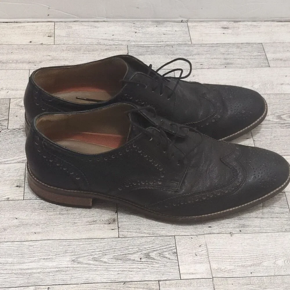 Cole Haan Men's Black Leather Wingtip Brogue Oxford Dress Shoes 9.5 M 163